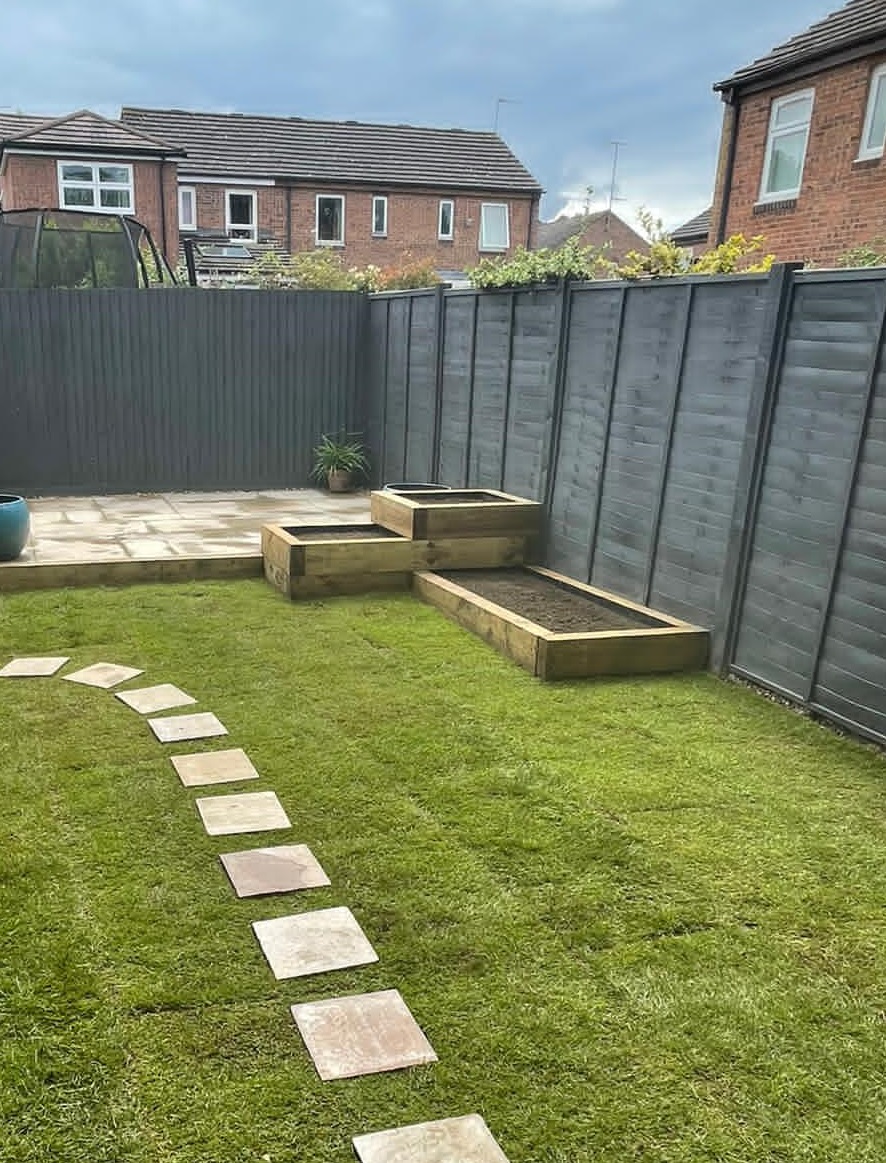 Three 3 Tiered Soft Wood Sleeper Garden Planter